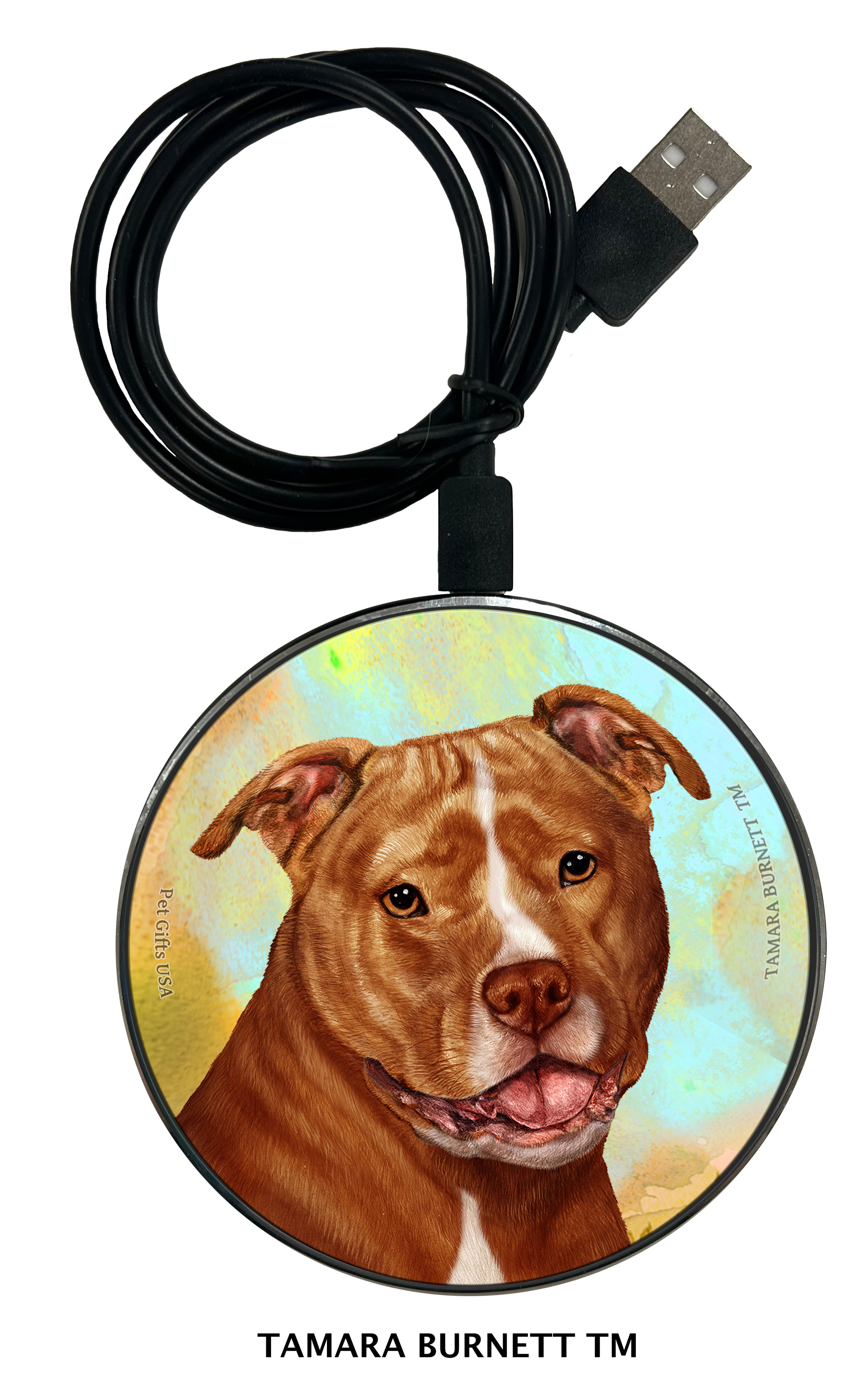 Pit Bull Orange and White Uncropped - Zoomies Phone Charger image